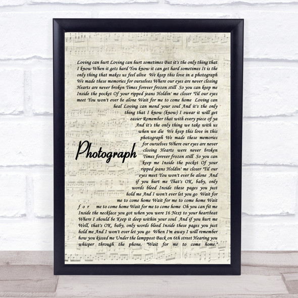 Ed Sheeran Photograph Quote Song Lyric Print