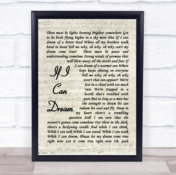 Elvis Presley If I Can Dream Vintage Script Song Lyric Quote Print