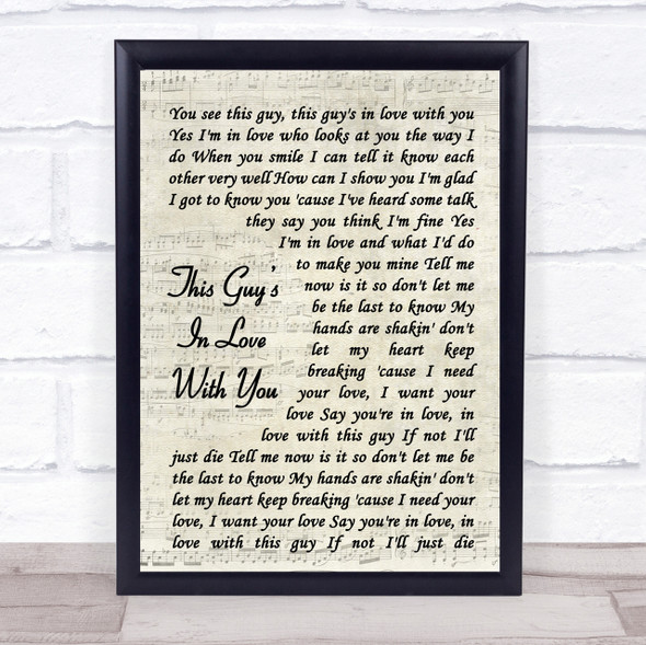 Herb Albert This Guy??ås In Love With You Song Lyric Vintage Script Quote Print