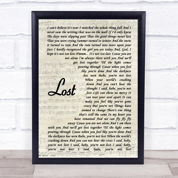Michael Buble Lost Song Lyric Vintage Script Quote Print