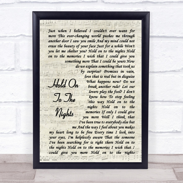 Richard Marx Hold On To The Nights Song Lyric Vintage Script Quote Print