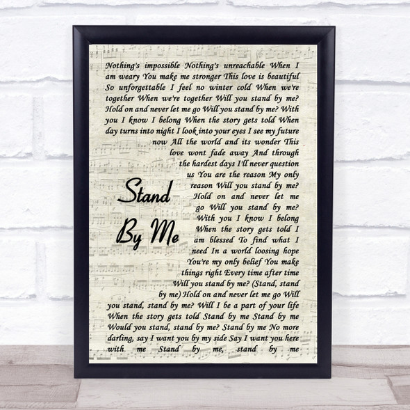 Shayne Ward Stand By Me Song Lyric Vintage Script Quote Print
