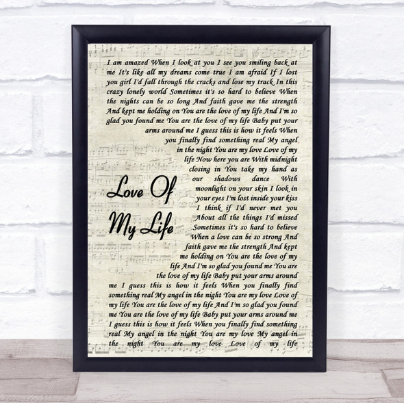 Jim Brickman Love Of My Life Vintage Script Song Lyric Quote Print