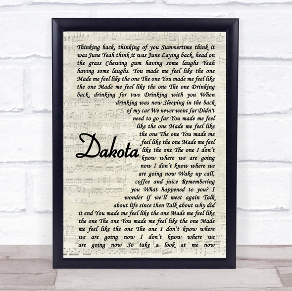 Stereophonics Dakota Vintage Script Song Lyric Quote Print