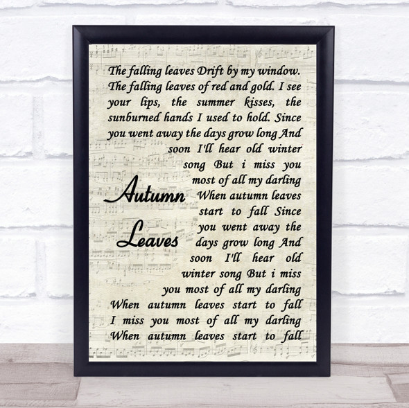 Eva Cassidy Autumn Leaves Song Lyric Vintage Script Quote Print