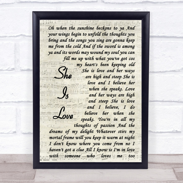 Oasis She Is Love Song Lyric Vintage Script Quote Print