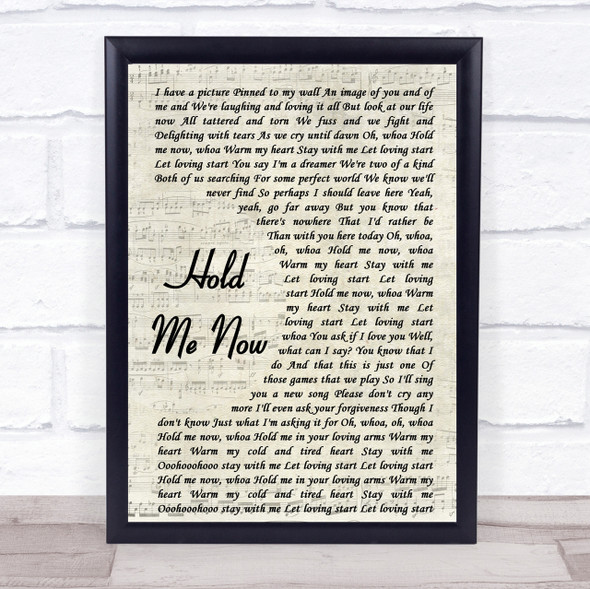 Thompson Twins Hold Me Now Song Lyric Vintage Script Quote Print