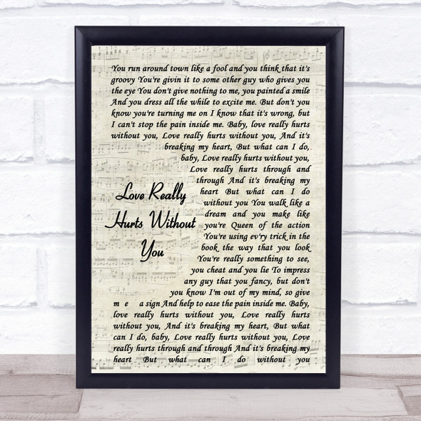 Billy Ocean Love Really Hurts Without You Vintage Script Song Lyric Print