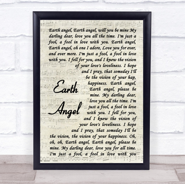 Marvin Berry & The Starlighters Earth Angel Vintage Script Song Lyric Print