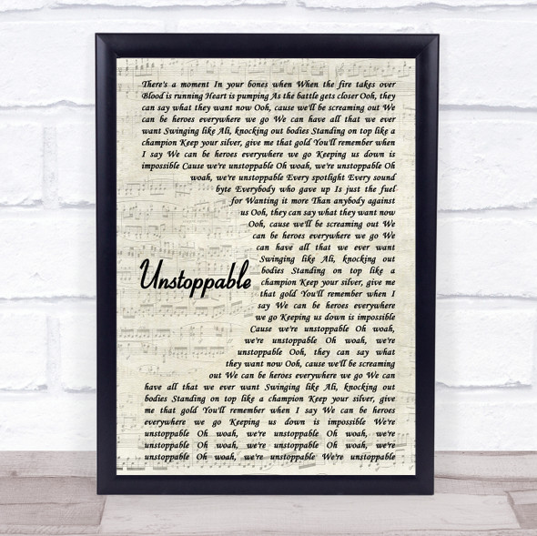 The Score Unstoppable Vintage Script Song Lyric Print