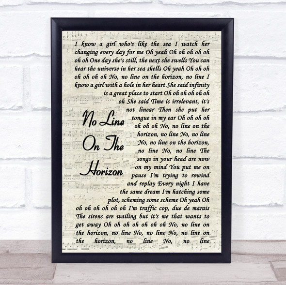 U2 No Line On The Horizon Vintage Script Song Lyric Print