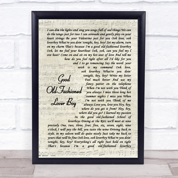 Queen Good Old-Fashioned Lover Boy Vintage Script Song Lyric Print