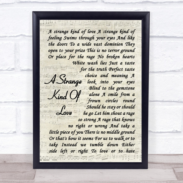 Peter Murphy A Strange Kind Of Love Vintage Script Song Lyric Print