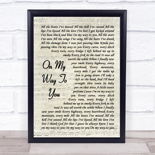 Cody Johnson On My Way To You Vintage Script Song Lyric Print