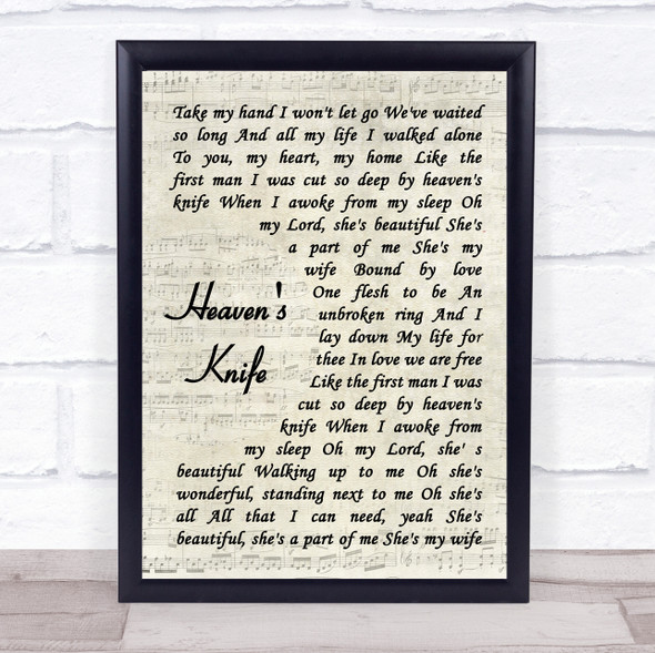 Josh Garrels Heaven's Knife Vintage Script Song Lyric Print