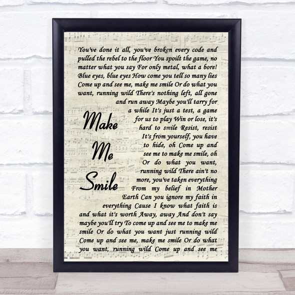 Steve Harley Make Me Smile Vintage Script Song Lyric Print