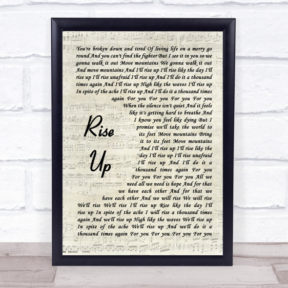 Andra Day Rise Up Vintage Script Song Lyric Print