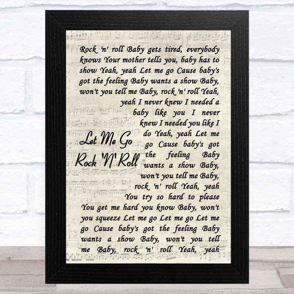 Kiss Let Me Go Rock 'N' Roll Vintage Script Song Lyric Music Art Print