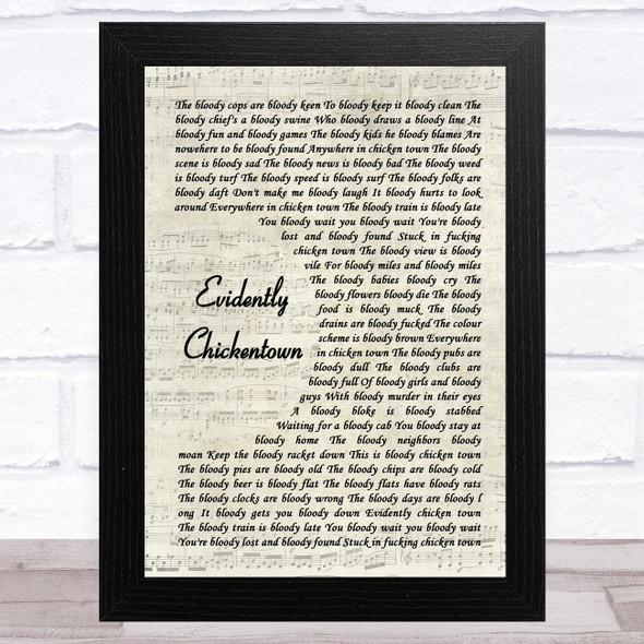 John Cooper Clarke Evidently Chickentown Vintage Script Song Lyric Music Art Print