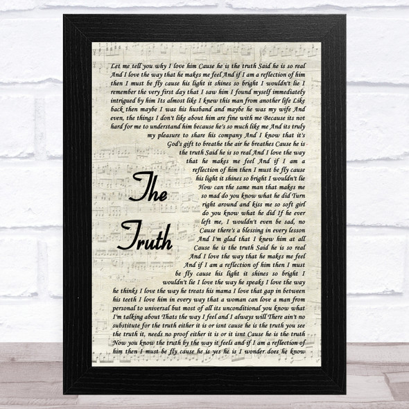 India.Arie The Truth Vintage Script Song Lyric Music Art Print