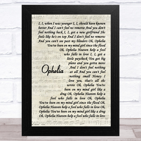 The Lumineers Ophelia Vintage Script Song Lyric Music Art Print