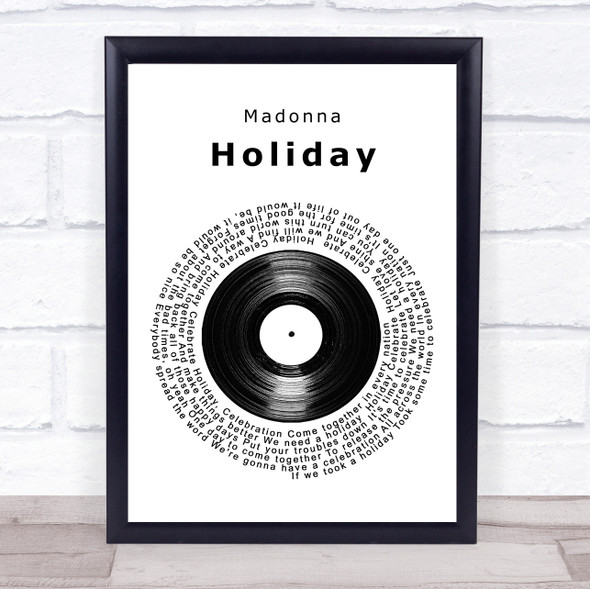 Madonna Holiday Vinyl Record Song Lyric Print