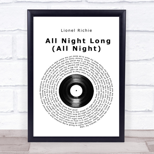 Lionel Richie All Night Long (All Night) Vinyl Record Song Lyric Wall Art Print