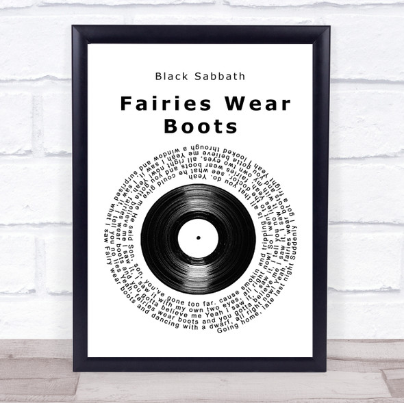 Black Sabbath Fairies Wear Boots Vinyl Record Song Lyric Wall Art Print