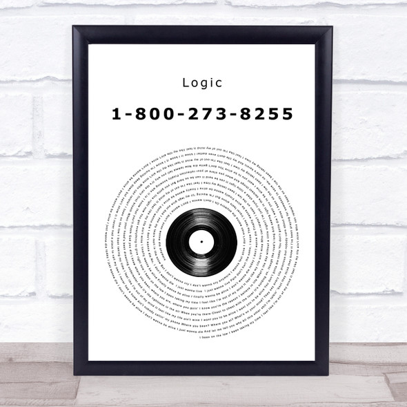 Logic 1-800-273-8255 Vinyl Record Song Lyric Wall Art Print