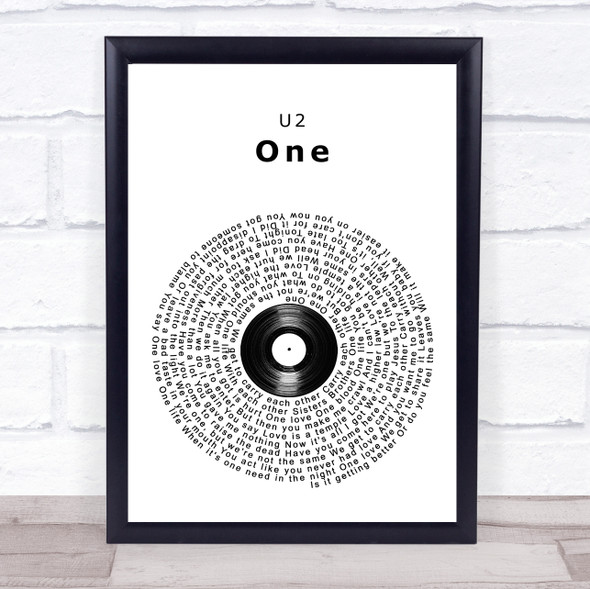 U2 One Vinyl Record Song Lyric Wall Art Print