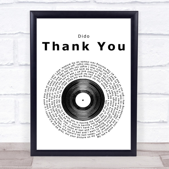 Dido Thank You Vinyl Record Song Lyric Quote Print