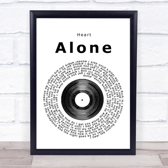 Heart Alone Vinyl Record Song Lyric Quote Print