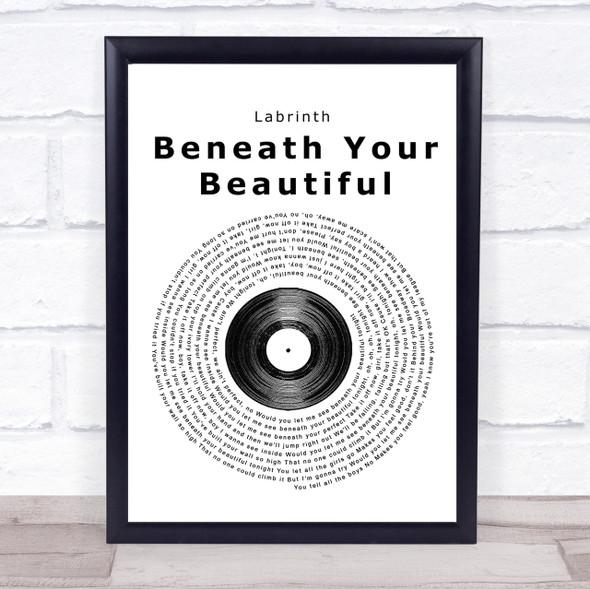 Labrinth Beneath Your Beautiful Vinyl Record Song Lyric Quote Print