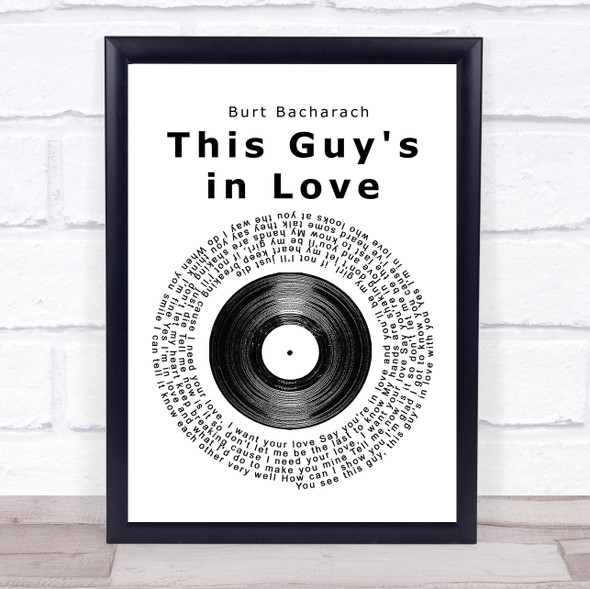 Burt Bacharach This Guy's in Love Vinyl Record Song Lyric Print