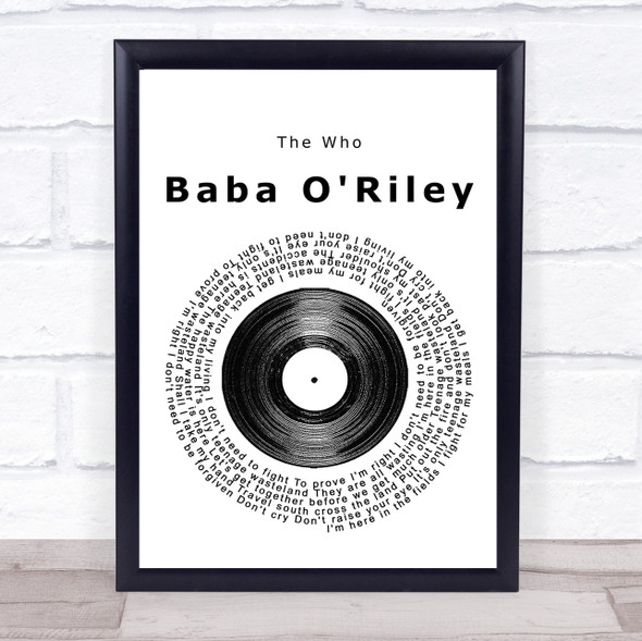 The Who Baba O'Riley Vinyl Record Song Lyric Print