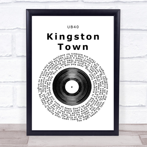 UB40 Kingston Town Vinyl Record Song Lyric Print