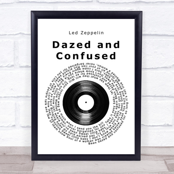 Led Zeppelin Dazed and Confused Vinyl Record Song Lyric Print
