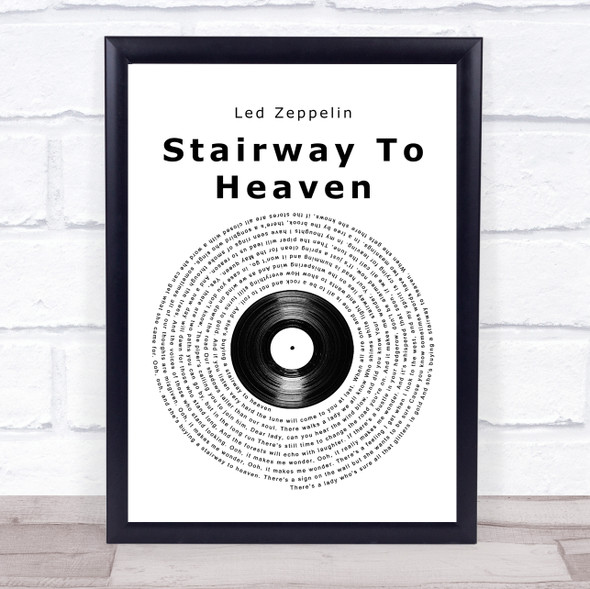 Led Zeppelin Stairway To Heaven Vinyl Record Song Lyric Print