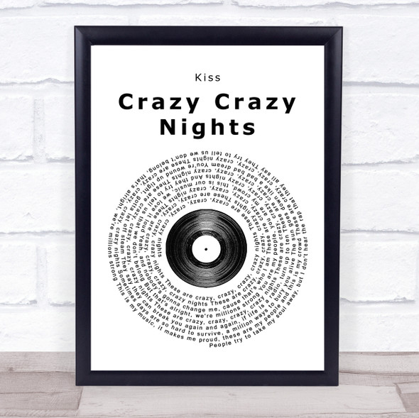 Kiss Crazy Crazy Nights Vinyl Record Song Lyric Print