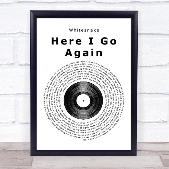 Whitesnake Here I Go Again Vinyl Record Song Lyric Print