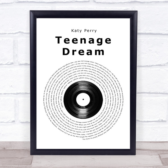 Katy Perry Teenage Dream Vinyl Record Song Lyric Print