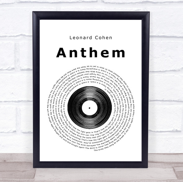 Leonard Cohen Anthem Vinyl Record Song Lyric Print