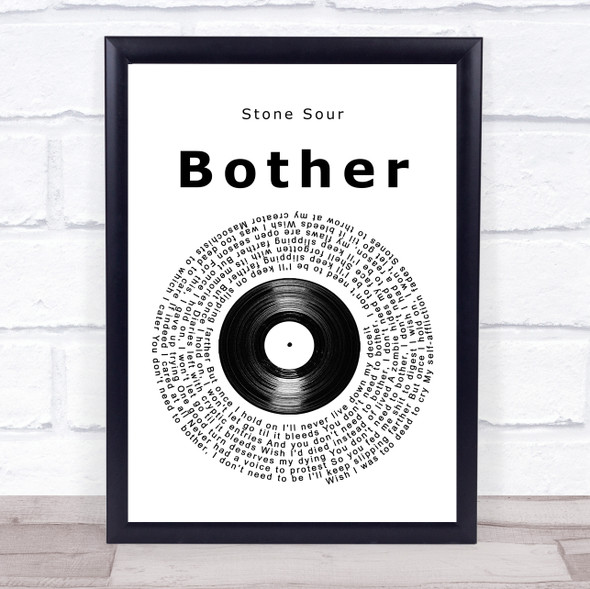 Stone Sour Bother Vinyl Record Song Lyric Print