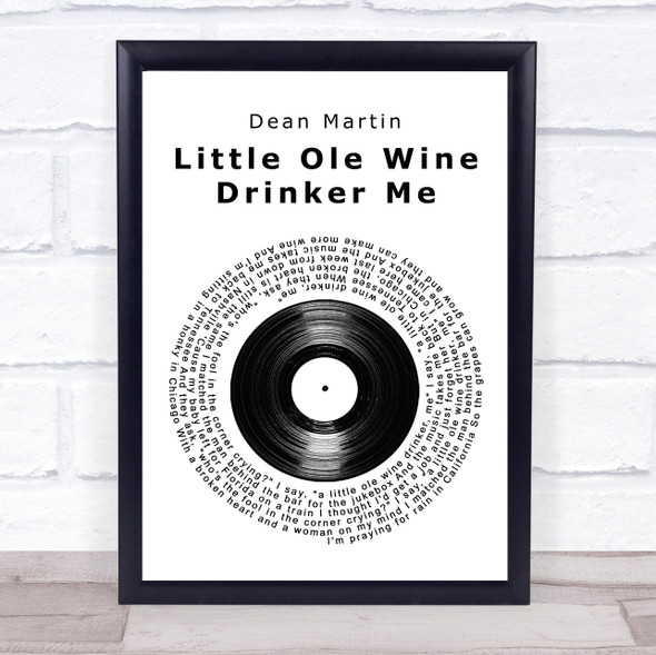 Dean Martin Little Ole Wine Drinker Me Vinyl Record Song Lyric Print