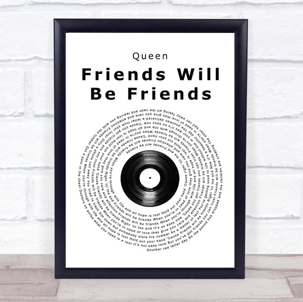 Queen Friends Will Be Friends Vinyl Record Song Lyric Print