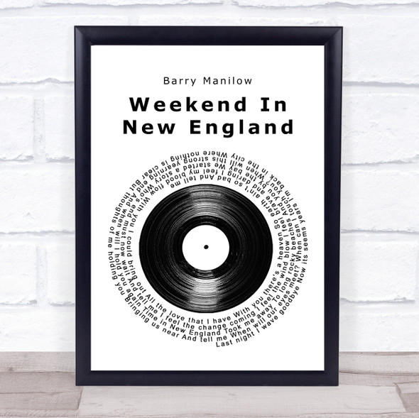 Barry Manilow Weekend In New England Vinyl Record Song Lyric Print