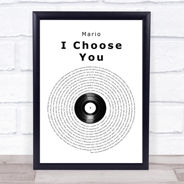 Mario I Choose You Vinyl Record Song Lyric Print
