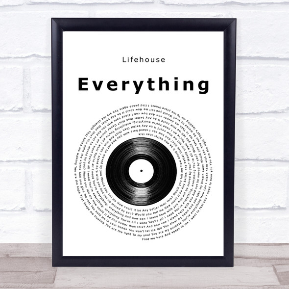 Lifehouse Everything Vinyl Record Song Lyric Print