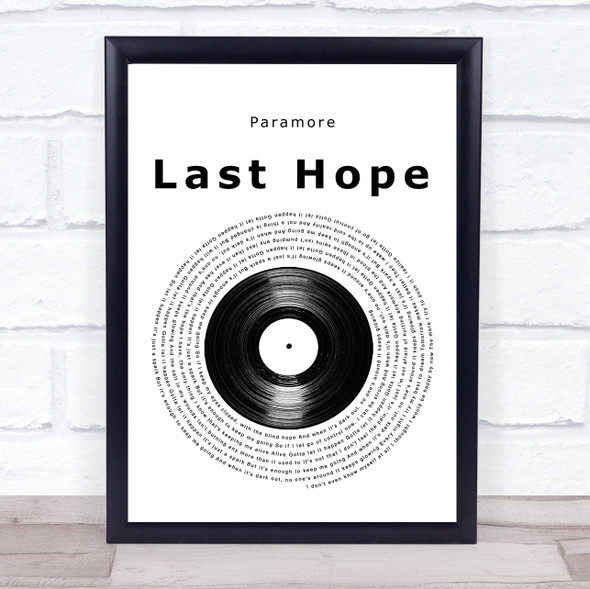 Paramore Last Hope Vinyl Record Song Lyric Print