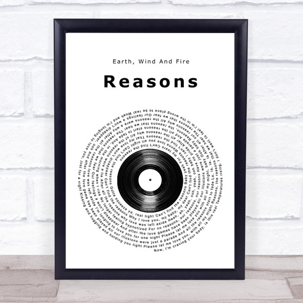 Earth, Wind And Fire Reasons Vinyl Record Song Lyric Print